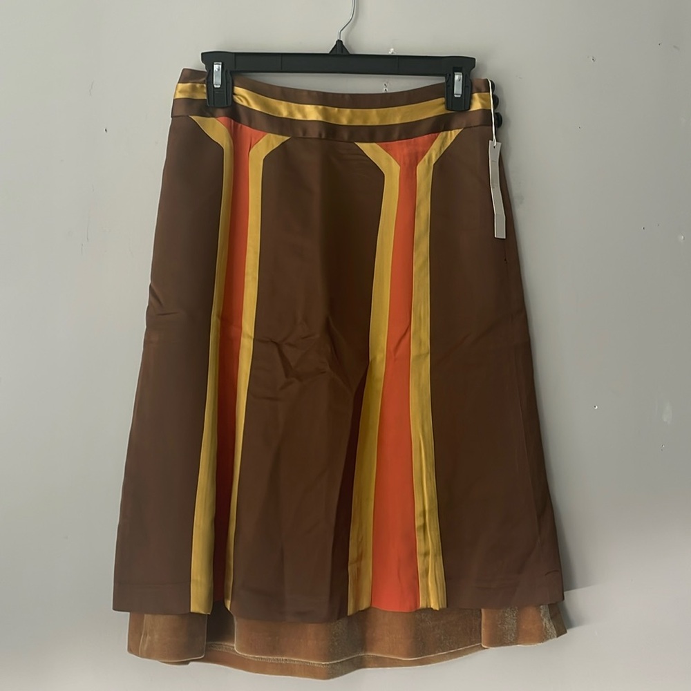 Parameter Brown Colorblock Flowy Skirt Women's size 0 Fall